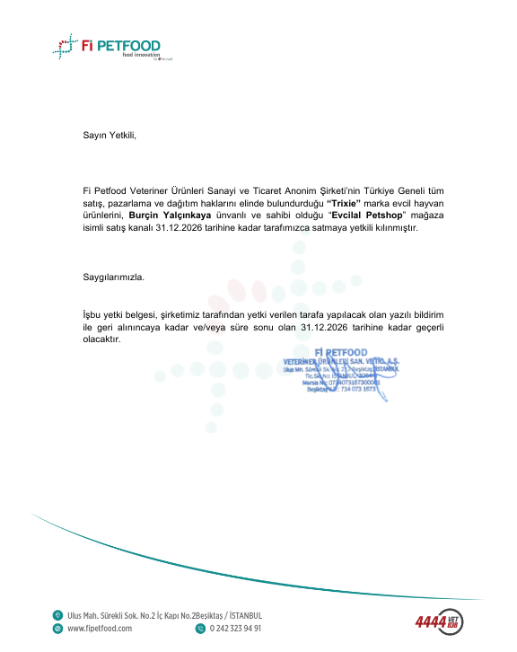 fipetfood Yetkili Satış Belgesi